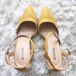 Mustard Yellow JustFab Heels *Never worn*!